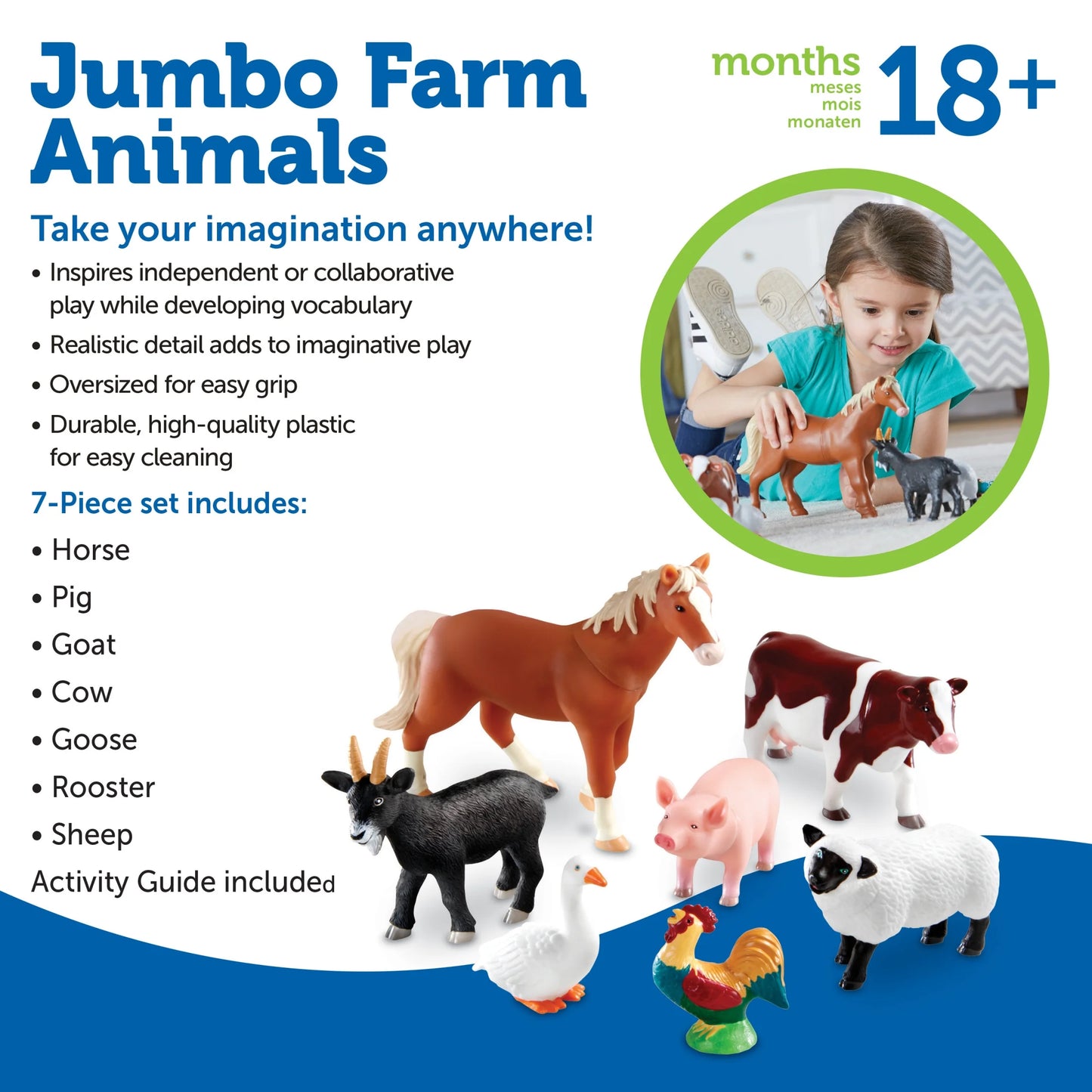 Jumbo Farm Animals, Figures Set for Toddlers, Ages 18 Months+