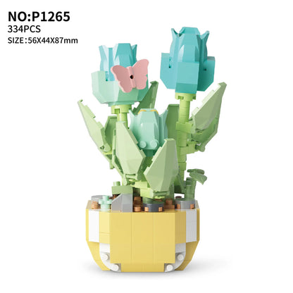 Flowers Bricks Bouquet Building Blocks Toys for Birthday Gift Room Decor Botanical Set Valentine'S Day Rose Friends Kids Adults