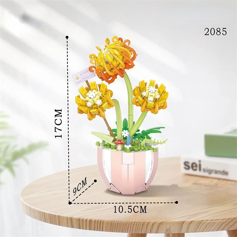 Flowers Bricks Bouquet Building Blocks Toys for Birthday Gift Room Decor Botanical Set Valentine'S Day Rose Friends Kids Adults