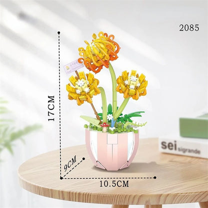 Flowers Bricks Bouquet Building Blocks Toys for Birthday Gift Room Decor Botanical Set Valentine'S Day Rose Friends Kids Adults