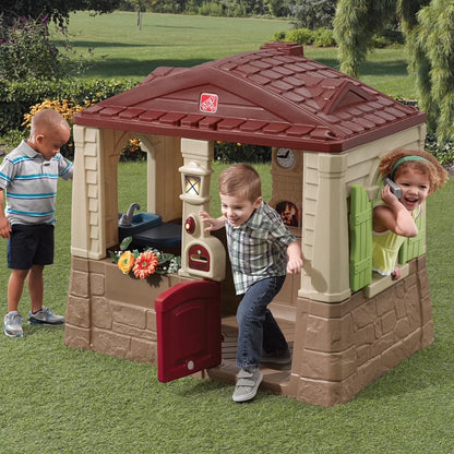 Neat & Tidy Cottage II Brown Playhouse Plastic Kids Outdoor Toy