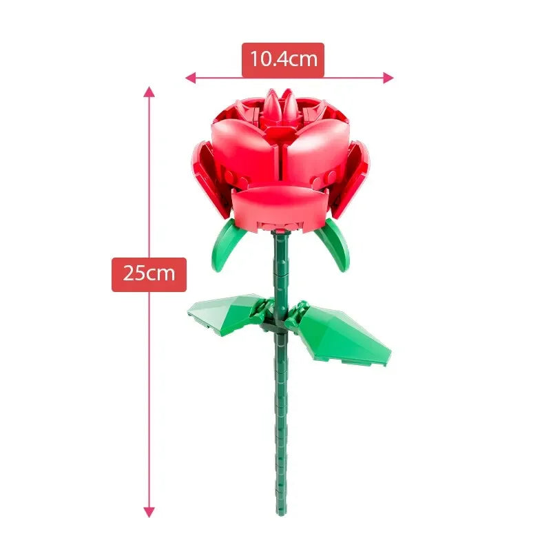 Flowers Bricks Bouquet Building Blocks Toys for Birthday Gift Room Decor Botanical Set Valentine'S Day Rose Friends Kids Adults