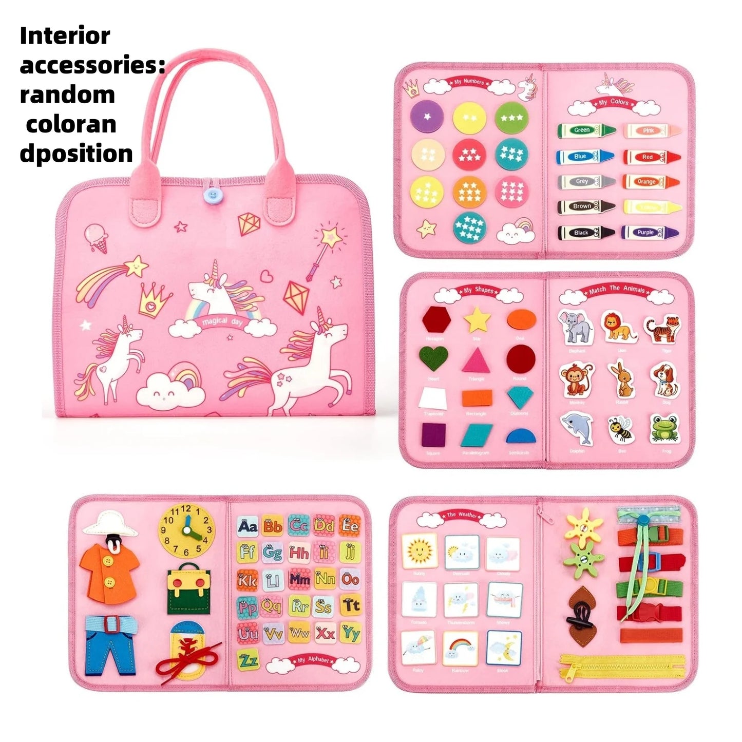 Toddler Busy Board - Montessori Toys , Educational Learning Sensory Busy Book, Airplane Car Travel Activities Toy