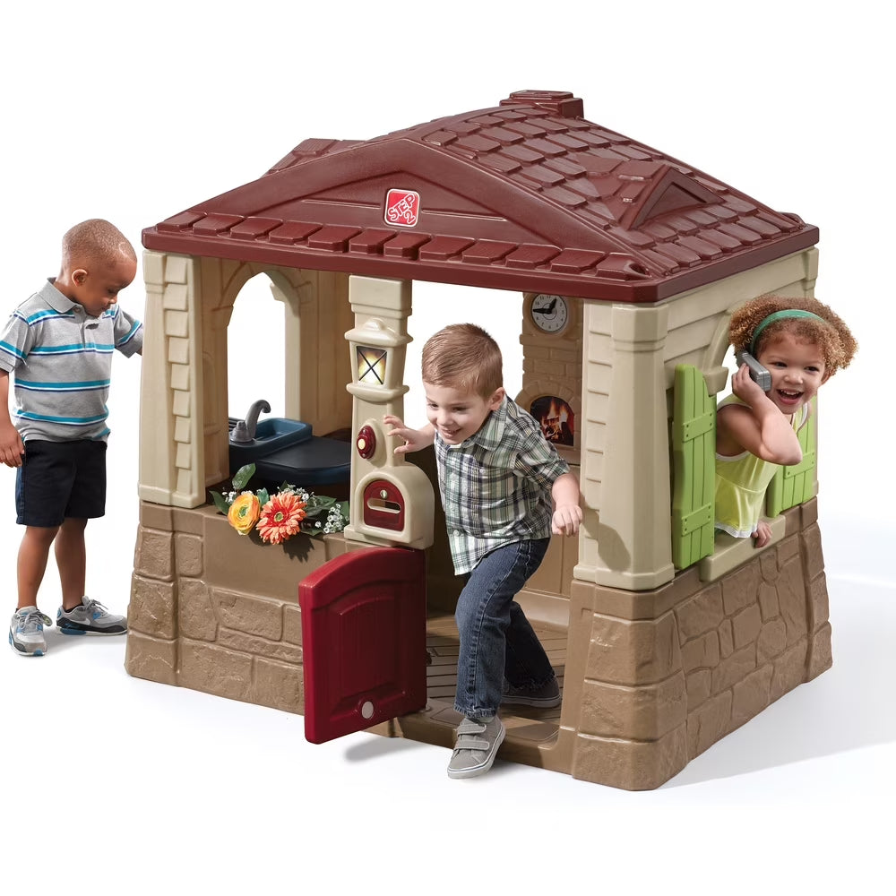 Neat & Tidy Cottage II Brown Playhouse Plastic Kids Outdoor Toy