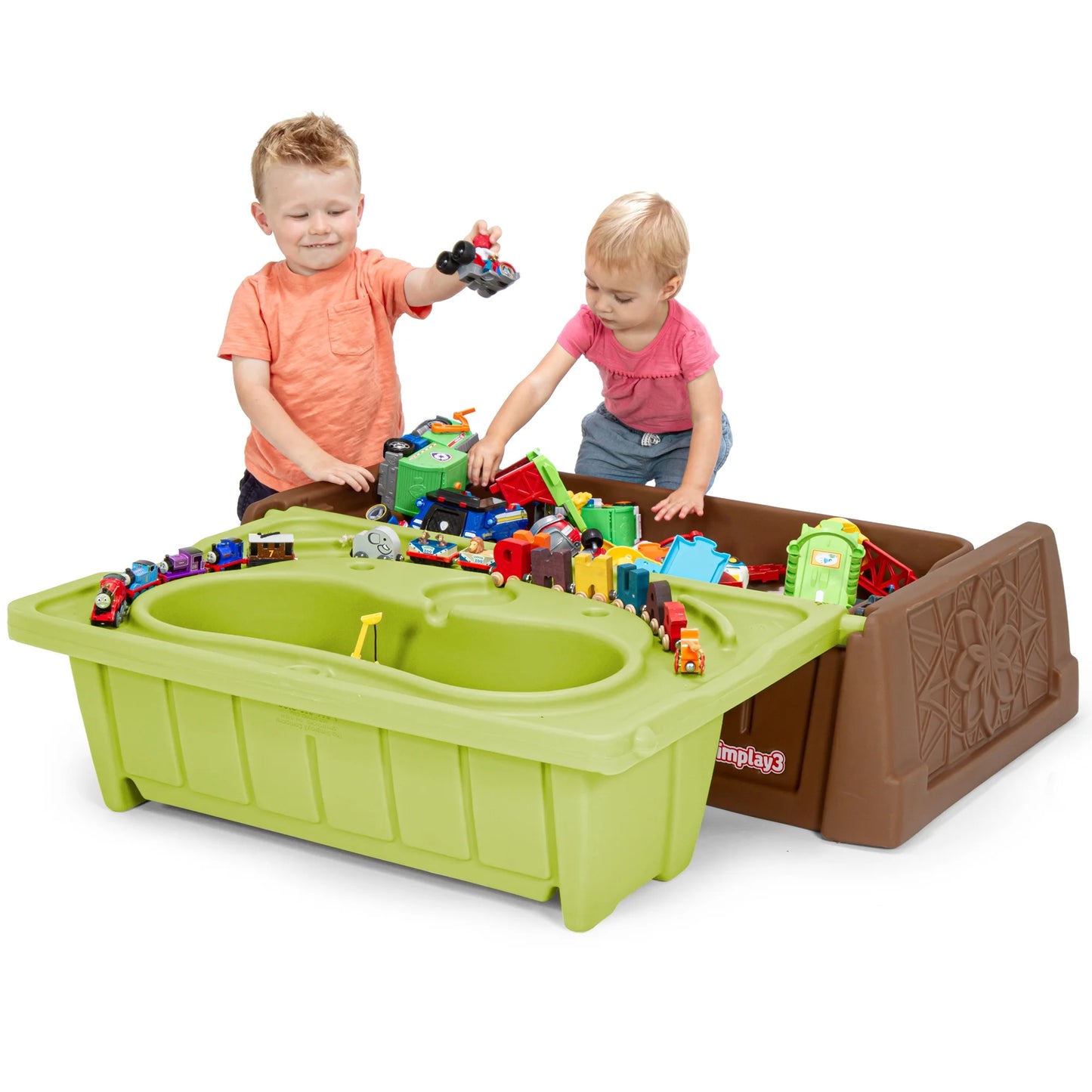 Sand & Water Bench, 2-In-1 Activity Table, Bright Green/Mountain Brown