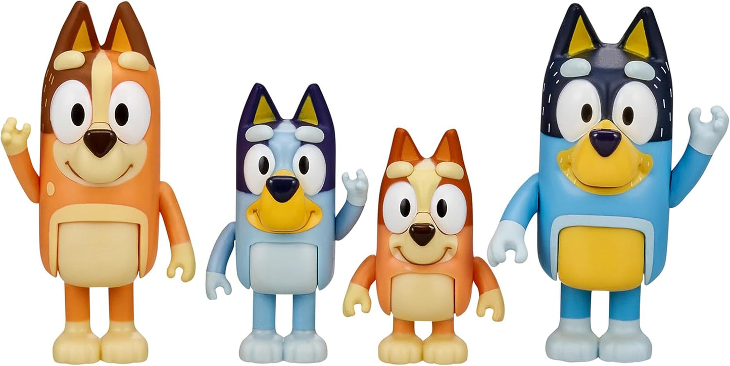 Family Figure 4-Pack, Poseable Toys with Bingo & Bandit