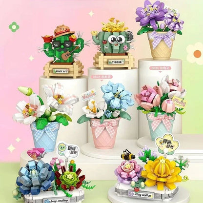 Flowers Bricks Bouquet Building Blocks Toys for Birthday Gift Room Decor Botanical Set Valentine'S Day Rose Friends Kids Adults