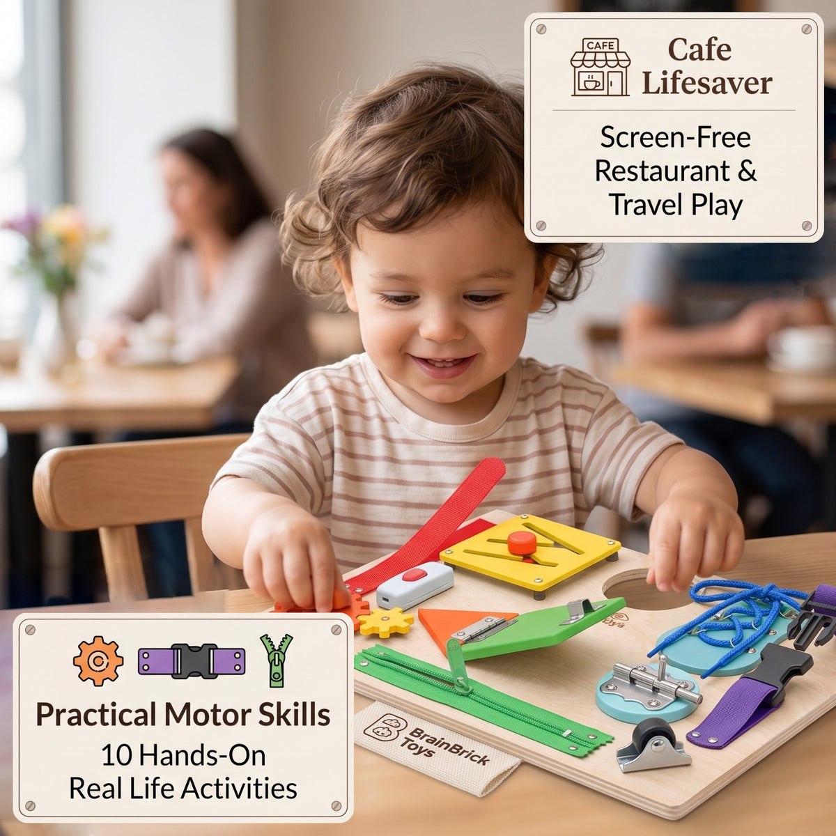 Montessori Sensory Fidget Board – Fine Motor Skills & Travel Toy