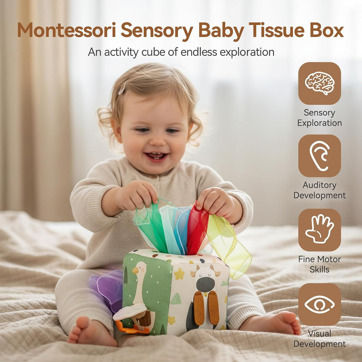 Montessori Magic Animal Tissue Box – Sensory Cloth Toy
