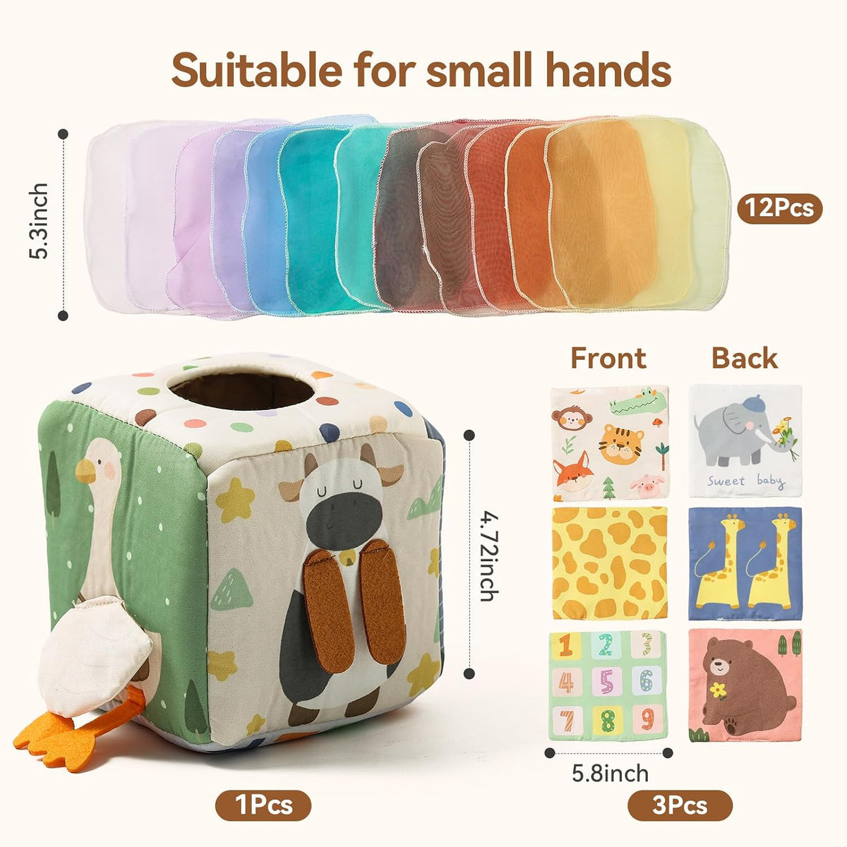 Montessori Magic Animal Tissue Box – Sensory Cloth Toy