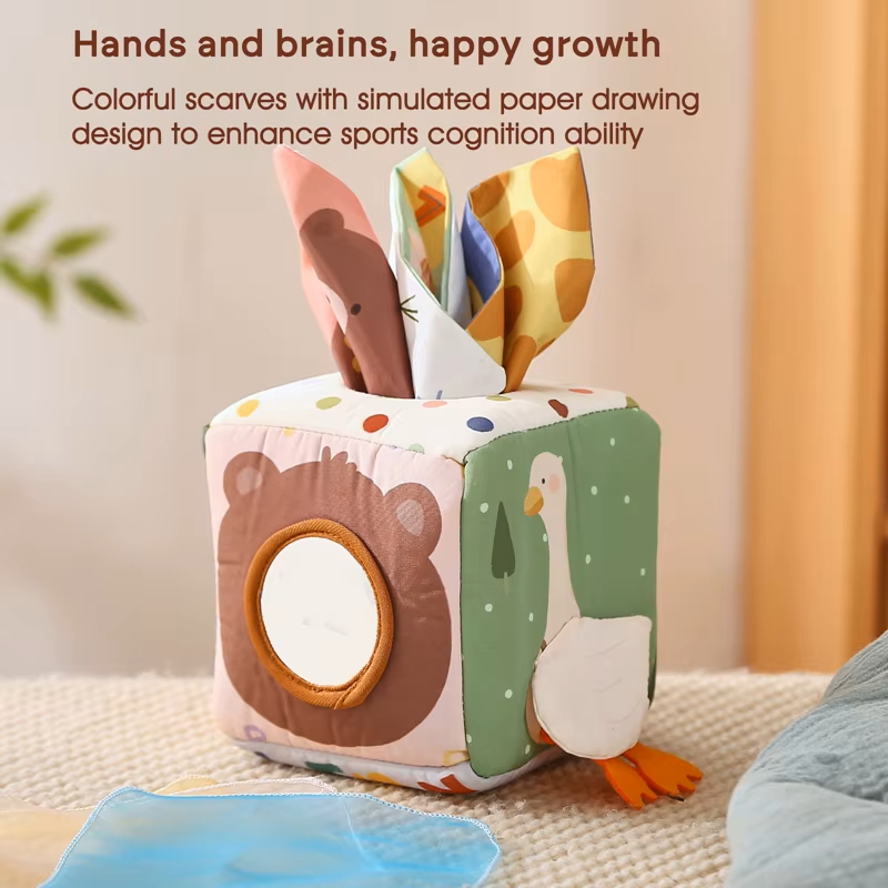 Montessori Magic Animal Tissue Box – Sensory Cloth Toy