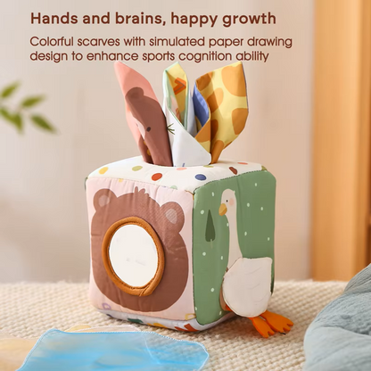 Montessori Magic Animal Tissue Box – Sensory Cloth Toy