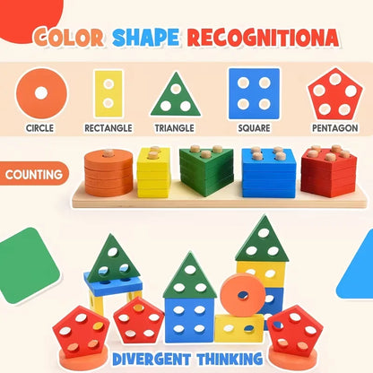 Montessori Wooden Games Baby Toys Puzzle Geometry Educational Games Kids Development Early Learning Toys for Children 1 Year 2