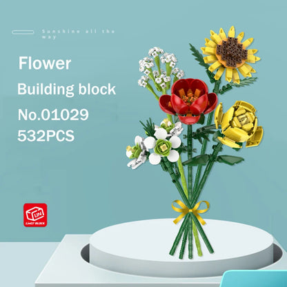Flowers Bricks Bouquet Building Blocks Toys for Birthday Gift Room Decor Botanical Set Valentine'S Day Rose Friends Kids Adults