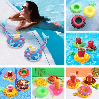 1PC Inflatable Float Cup Pad Swimming Pool Drink Cup Stand Holder Cute Drink Pool Mat for Kids Toy Summer Pool Party Decorations