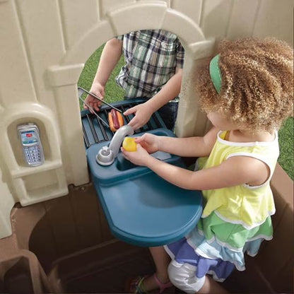 Neat & Tidy Cottage II Brown Playhouse Plastic Kids Outdoor Toy