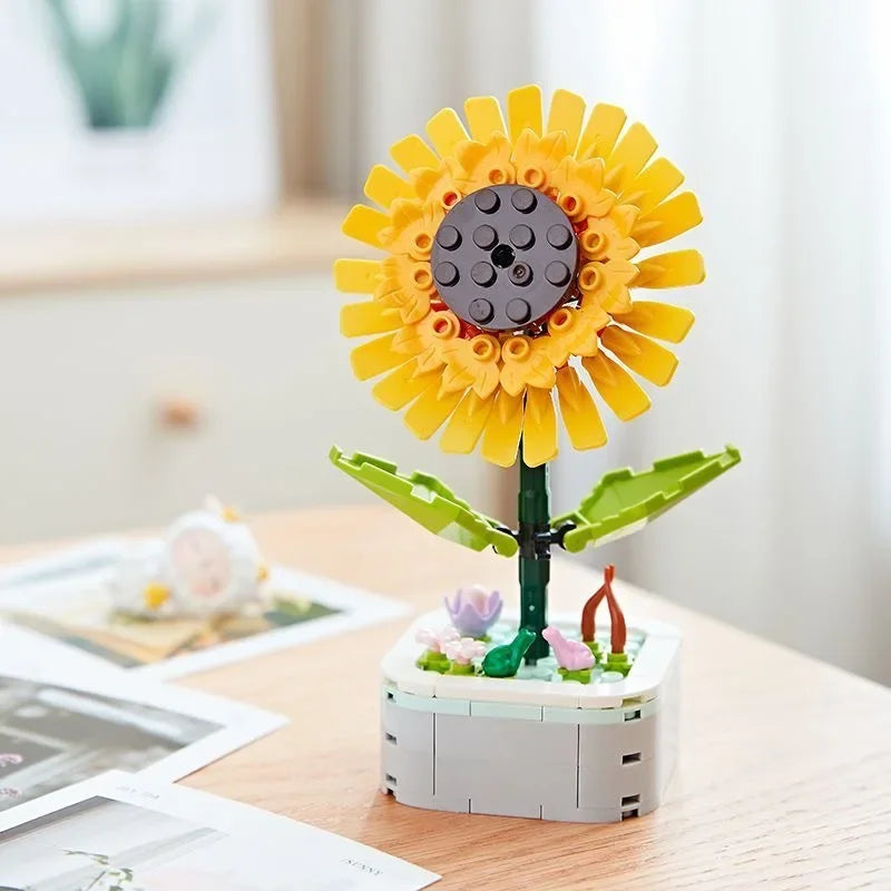 Flowers Bricks Bouquet Building Blocks Toys for Birthday Gift Room Decor Botanical Set Valentine'S Day Rose Friends Kids Adults