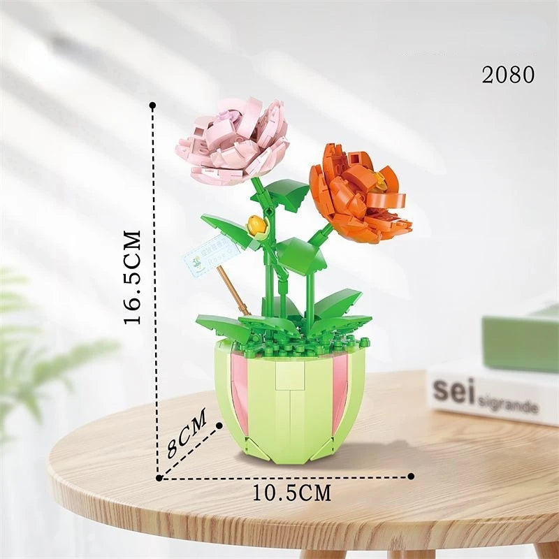 Flowers Bricks Bouquet Building Blocks Toys for Birthday Gift Room Decor Botanical Set Valentine'S Day Rose Friends Kids Adults