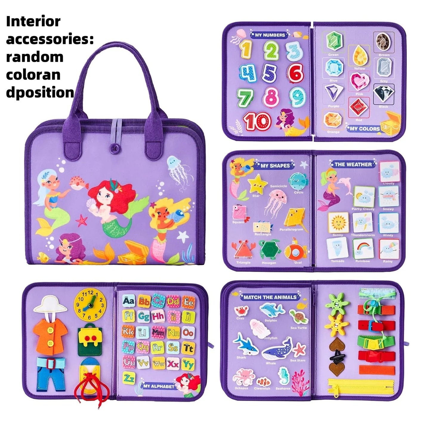 Toddler Busy Board - Montessori Toys , Educational Learning Sensory Busy Book, Airplane Car Travel Activities Toy