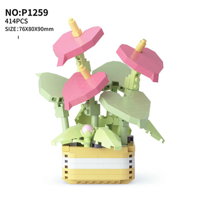 Flowers Bricks Bouquet Building Blocks Toys for Birthday Gift Room Decor Botanical Set Valentine'S Day Rose Friends Kids Adults