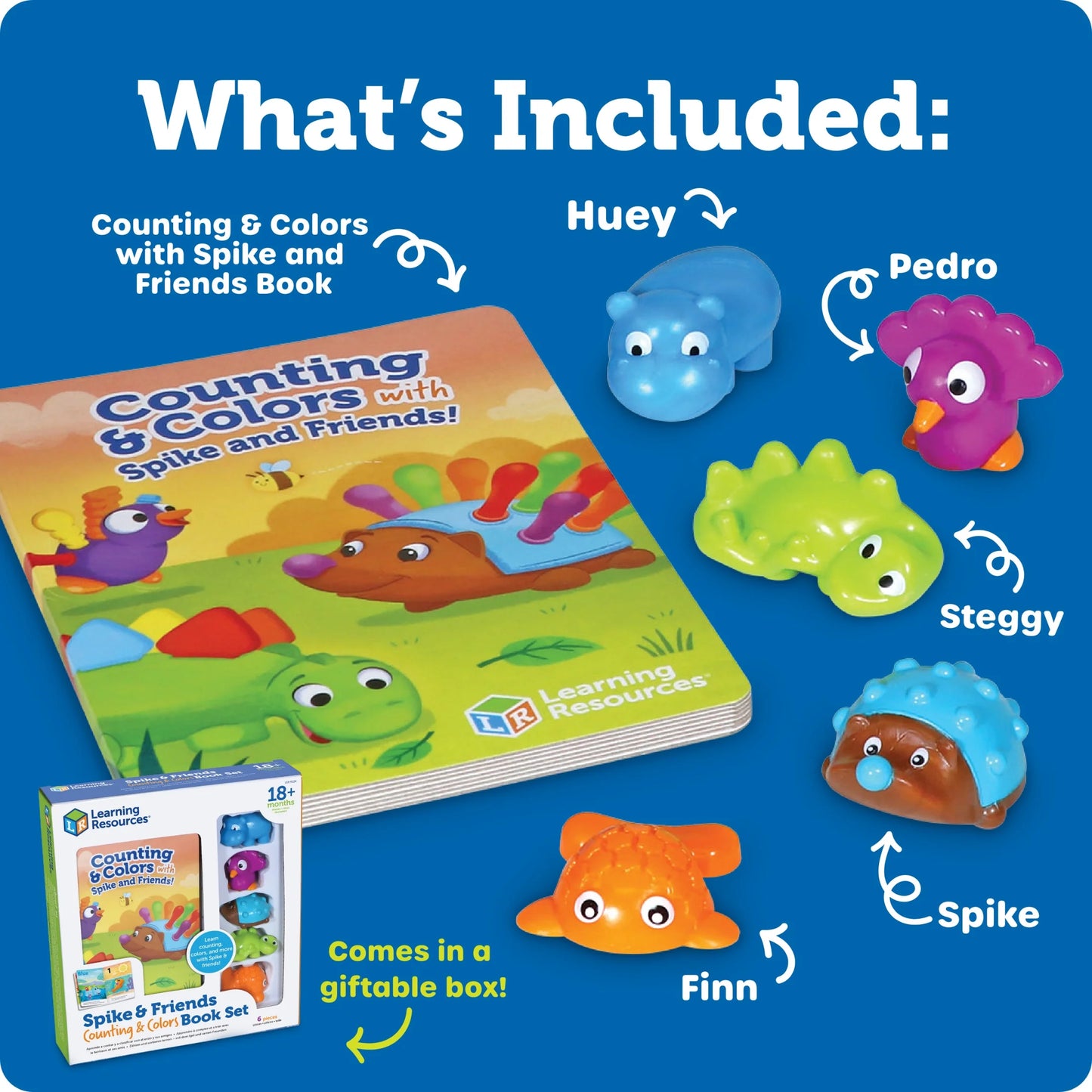 Spike and Friends Counting & Colors Book Set -Toddler Activities, Color Teaching Toys, Age 18 Months+