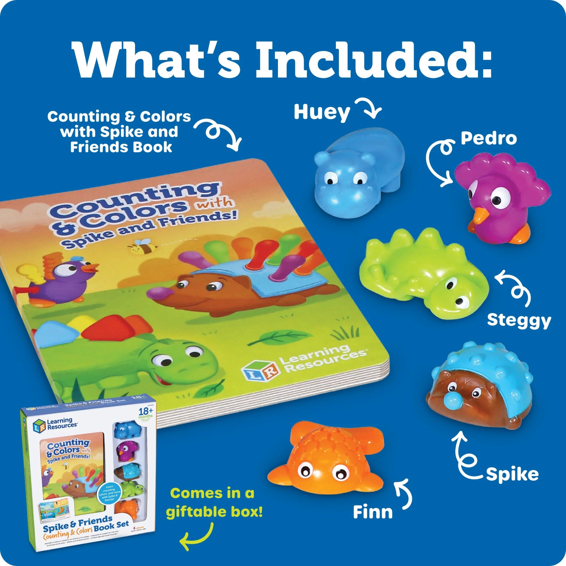 Spike and Friends Counting & Colors Book Set -Toddler Activities, Color Teaching Toys, Age 18 Months+