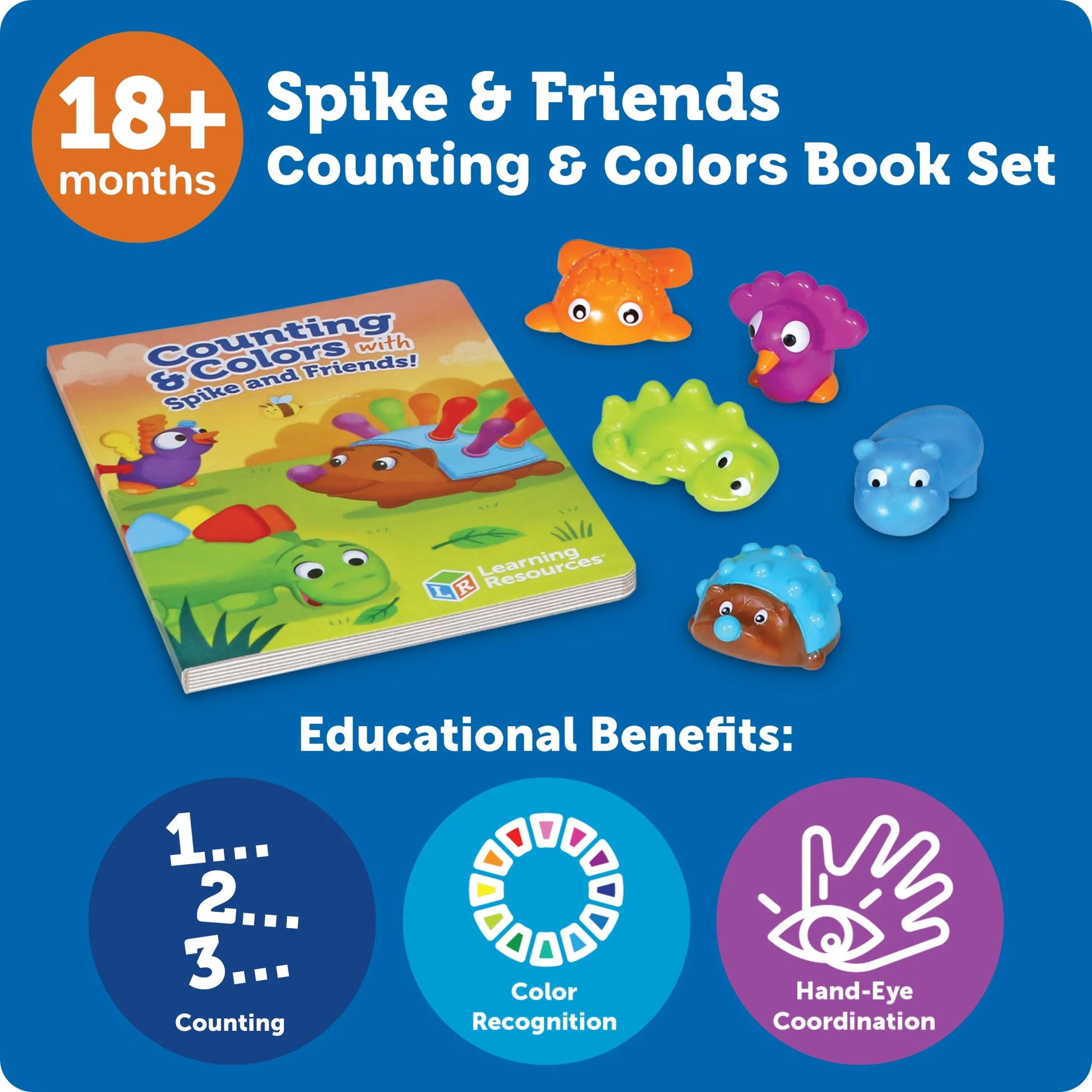 Spike and Friends Counting & Colors Book Set -Toddler Activities, Color Teaching Toys, Age 18 Months+