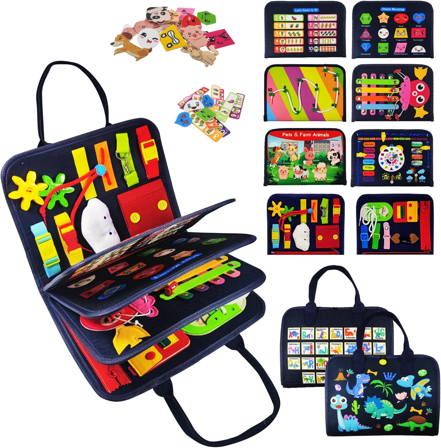 Busy Board for Toddlers 3+ Years Old, Montessori Sensory Toy