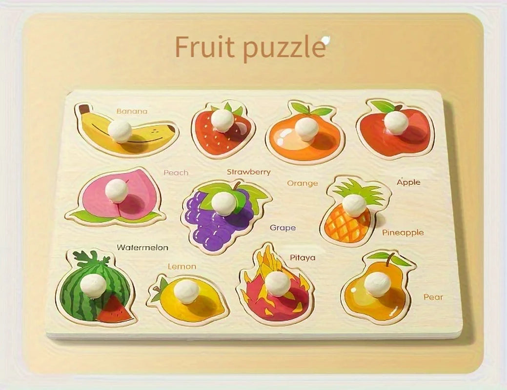Montessori Early Education Geometry Beginner Puzzle Board, Hand-Held Fixed Board Puzzle Development, Puzzle Block Shape Matching