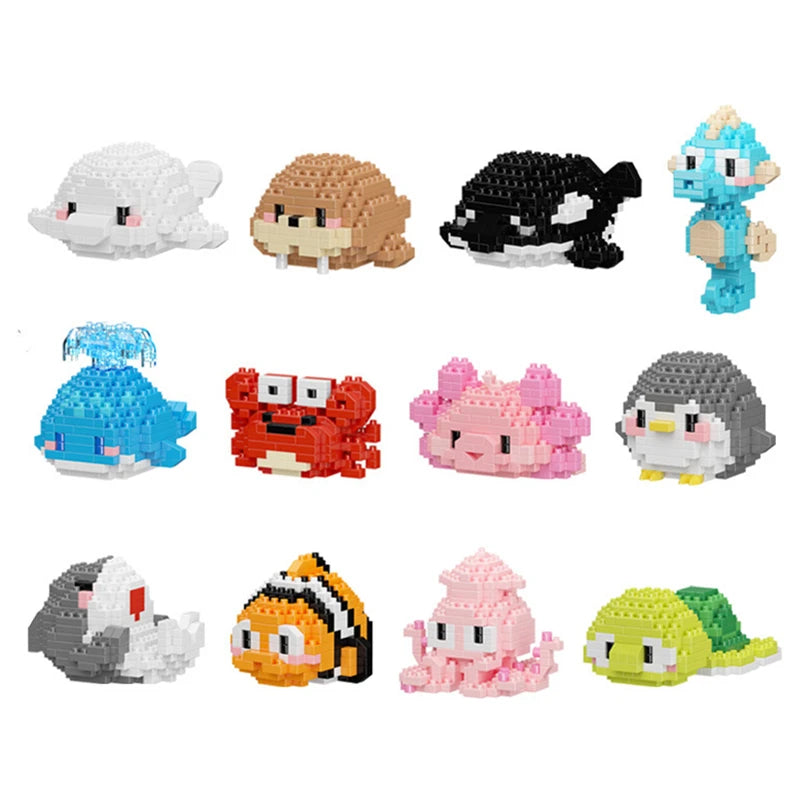 Creative Mini Ocean Animal Model Building Blocks Toys DIY Assembling Building Blocks Children'S Educational Set Christmas Toys
