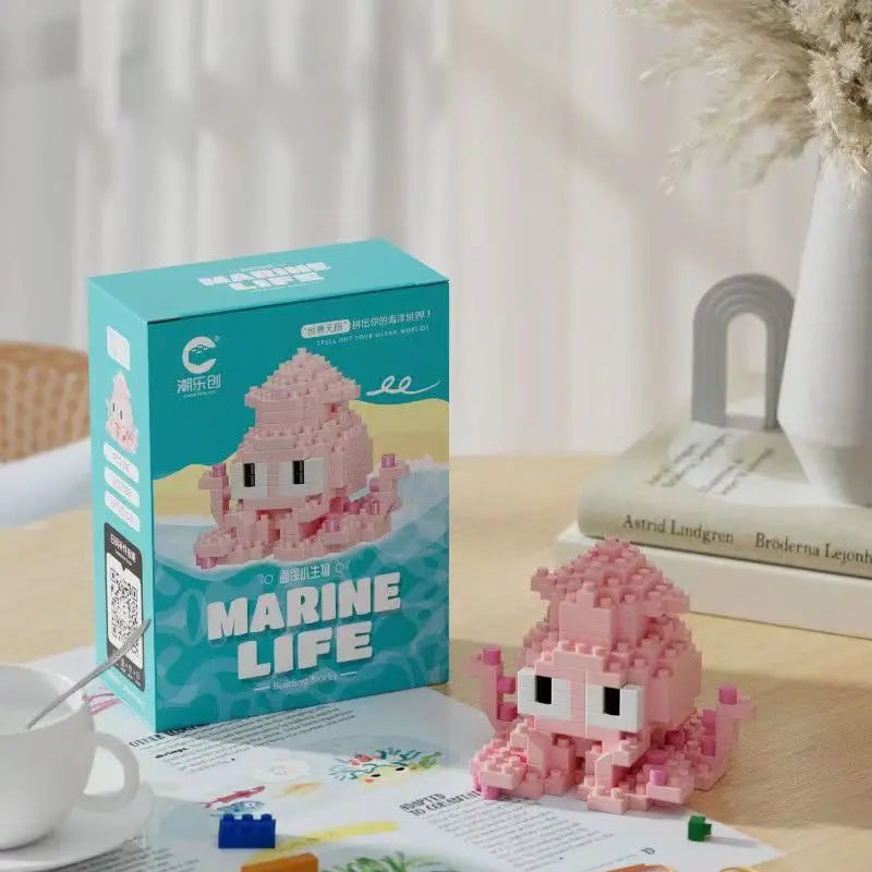 Creative Mini Ocean Animal Model Building Blocks Toys DIY Assembling Building Blocks Children'S Educational Set Christmas Toys