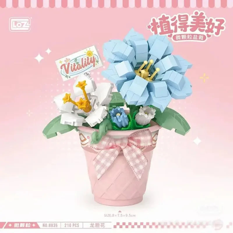Flowers Bricks Bouquet Building Blocks Toys for Birthday Gift Room Decor Botanical Set Valentine'S Day Rose Friends Kids Adults