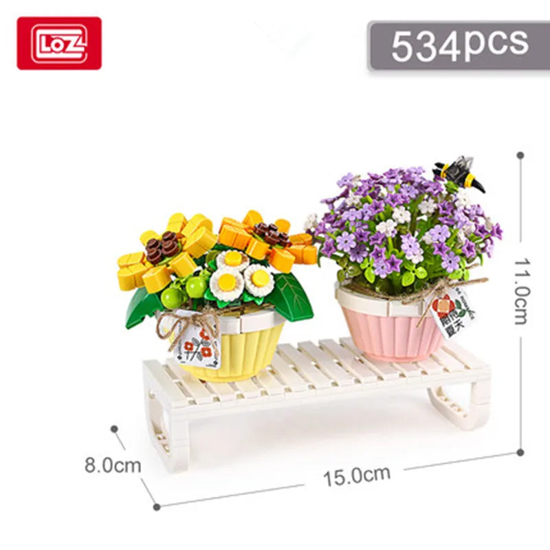 Flowers Bricks Bouquet Building Blocks Toys for Birthday Gift Room Decor Botanical Set Valentine'S Day Rose Friends Kids Adults