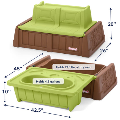 Sand & Water Bench, 2-In-1 Activity Table, Bright Green/Mountain Brown