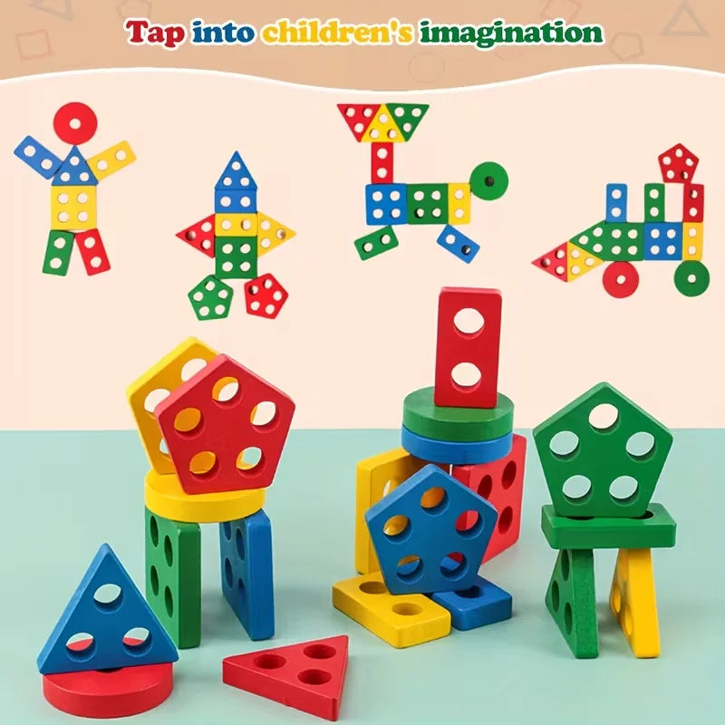 Montessori Wooden Games Baby Toys Puzzle Geometry Educational Games Kids Development Early Learning Toys for Children 1 Year 2