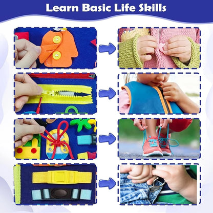 Toddler Busy Board - Montessori Toys , Educational Learning Sensory Busy Book, Airplane Car Travel Activities Toy
