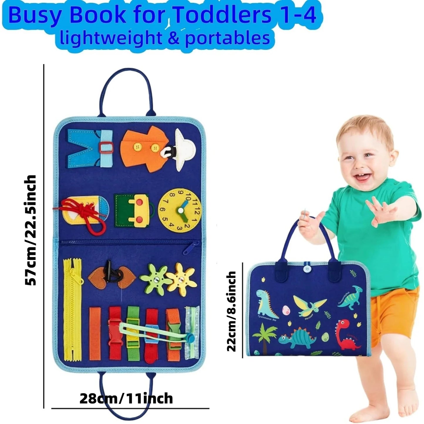 Toddler Busy Board - Montessori Toys , Educational Learning Sensory Busy Book, Airplane Car Travel Activities Toy