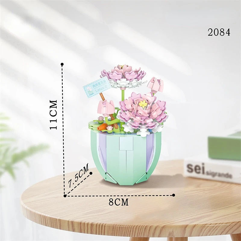 Flowers Bricks Bouquet Building Blocks Toys for Birthday Gift Room Decor Botanical Set Valentine'S Day Rose Friends Kids Adults