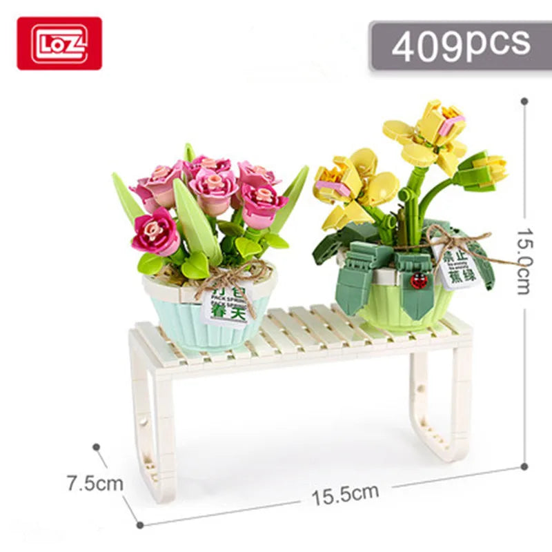 Flowers Bricks Bouquet Building Blocks Toys for Birthday Gift Room Decor Botanical Set Valentine'S Day Rose Friends Kids Adults