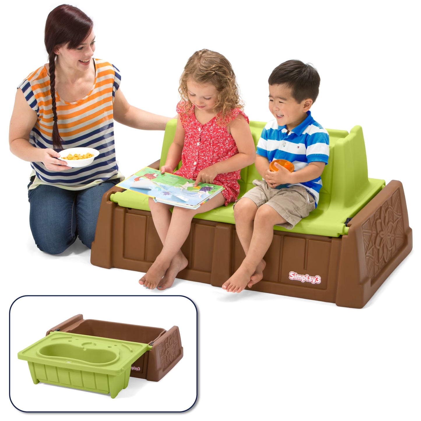 Sand & Water Bench, 2-In-1 Activity Table, Bright Green/Mountain Brown