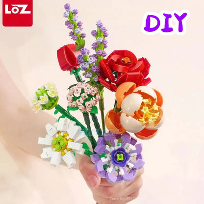 Flowers Bricks Bouquet Building Blocks Toys for Birthday Gift Room Decor Botanical Set Valentine'S Day Rose Friends Kids Adults