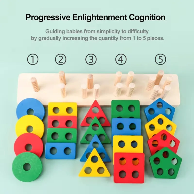 Montessori Wooden Games Baby Toys Puzzle Geometry Educational Games Kids Development Early Learning Toys for Children 1 Year 2