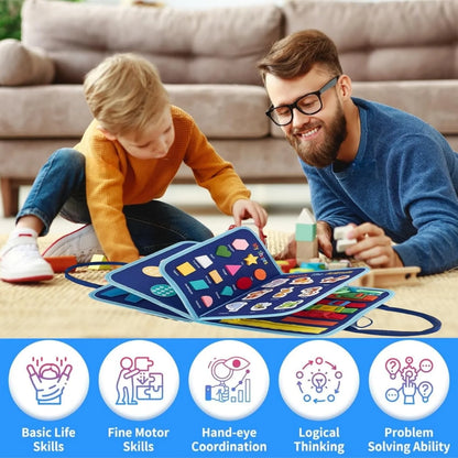 Toddler Busy Board - Montessori Toys , Educational Learning Sensory Busy Book, Airplane Car Travel Activities Toy