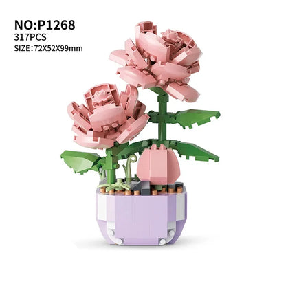 Flowers Bricks Bouquet Building Blocks Toys for Birthday Gift Room Decor Botanical Set Valentine'S Day Rose Friends Kids Adults