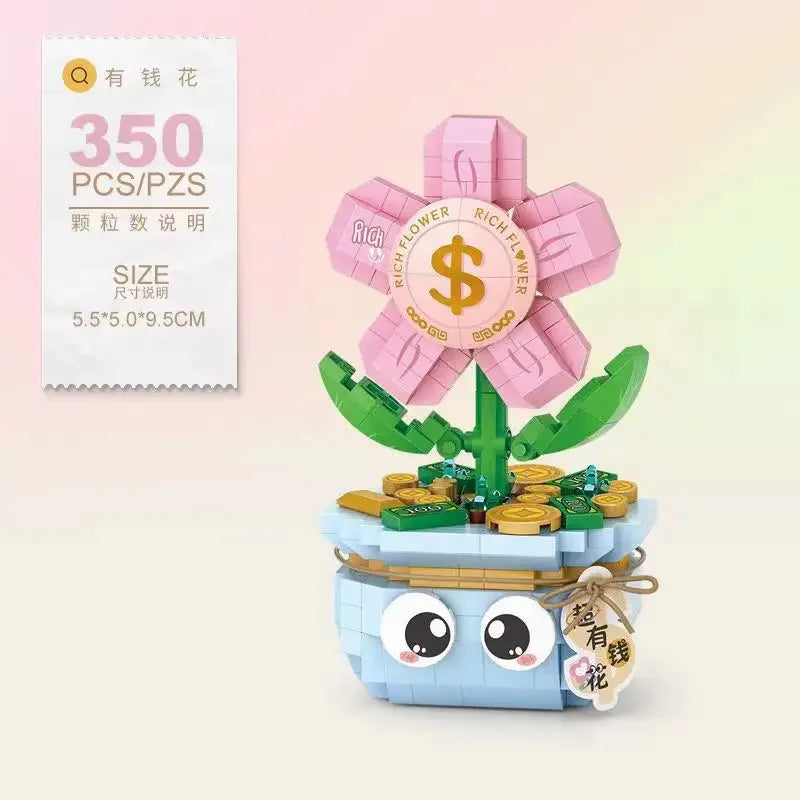 Flowers Bricks Bouquet Building Blocks Toys for Birthday Gift Room Decor Botanical Set Valentine'S Day Rose Friends Kids Adults